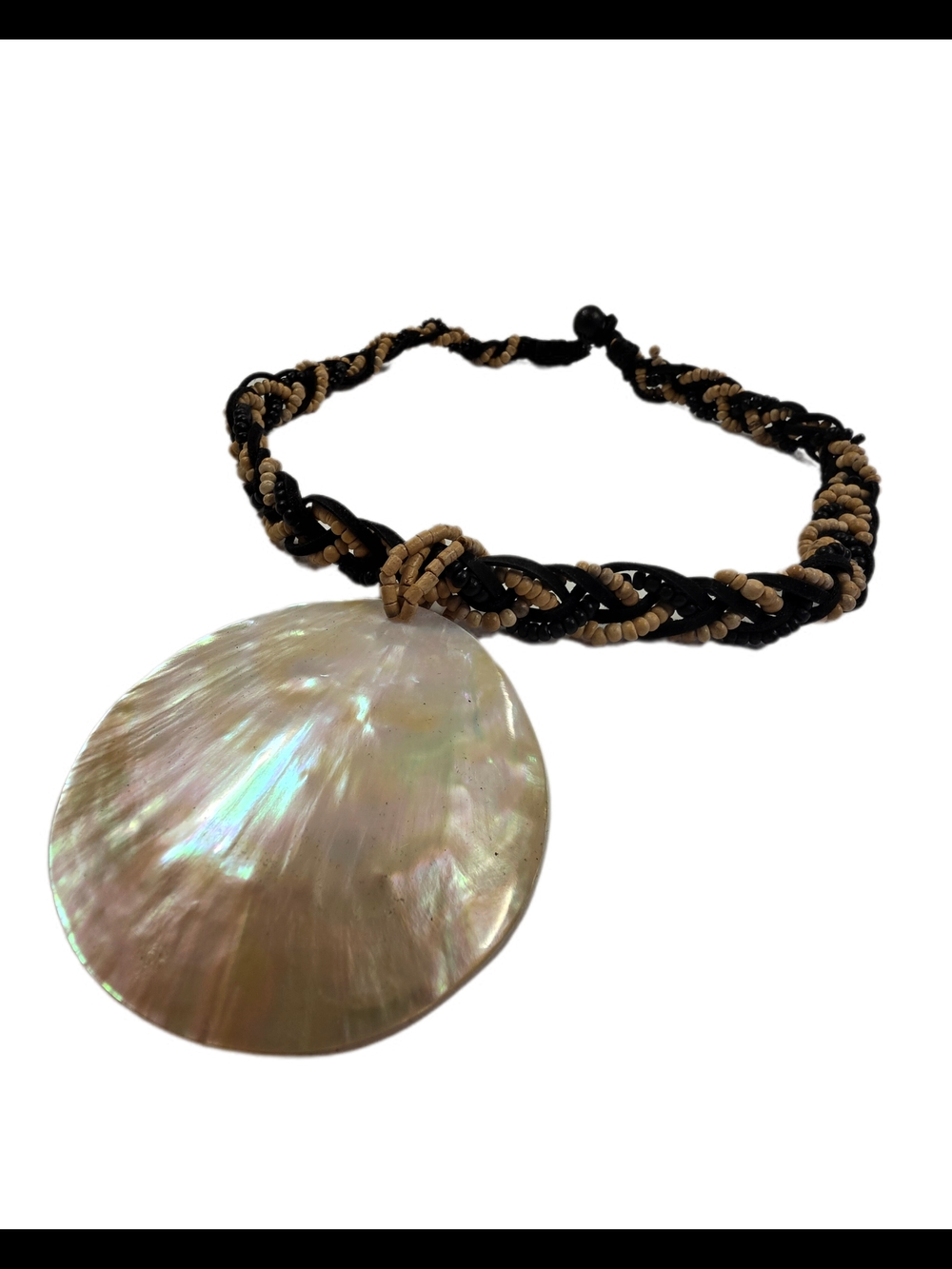 Vintage Iridescent Shell Pendant Necklace - Beachy Chic - Music Festival Vibes